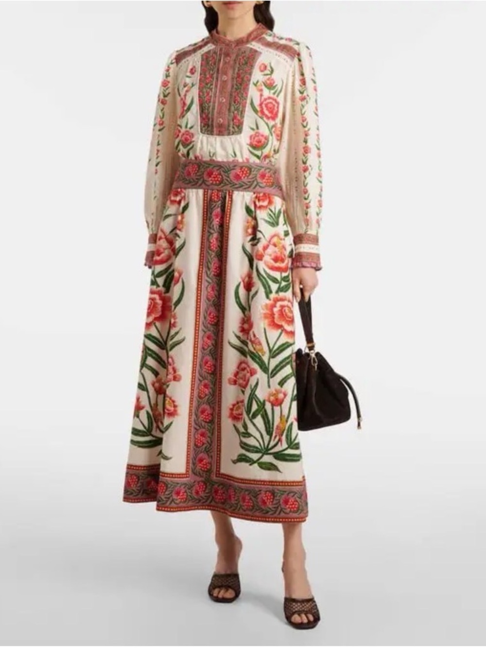 FARM Rio Cream Maxi Skirt with Coral Floral Print - Picture 4 of 12